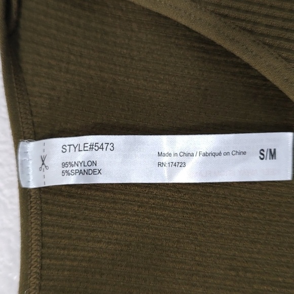 ANWND Army Green Cut Out Long Sleeve Bodysuit Size S/M - Picture 5 of 6